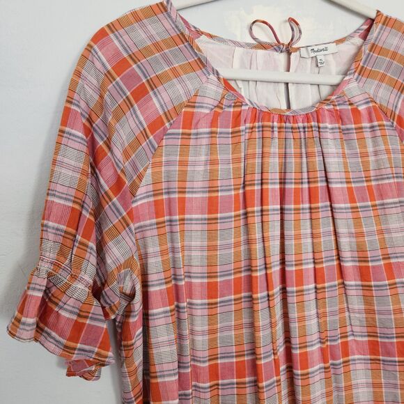 NWT Madewell Plaid Ruffle-Sleeve Mini Dress | XL - Picture 4 of 6